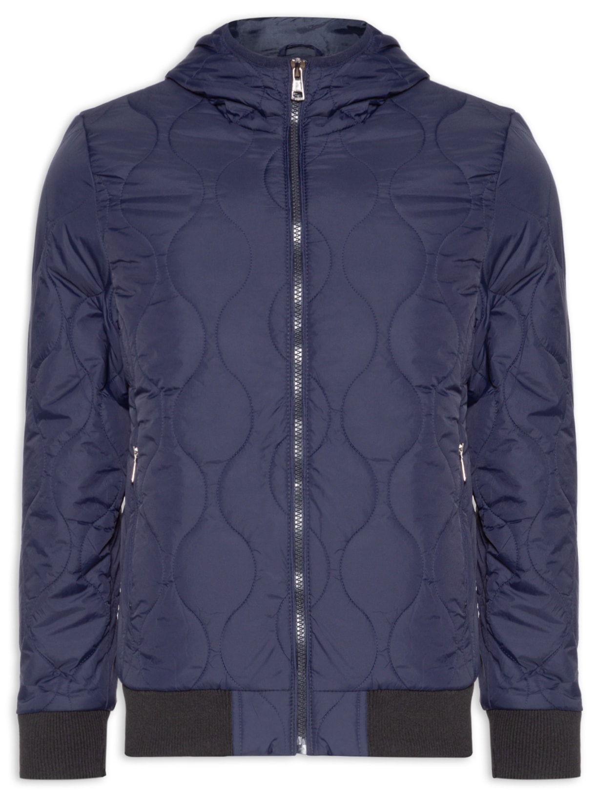 Jaqueta Masculina Puffer Matelassê Com Gorro - Azul