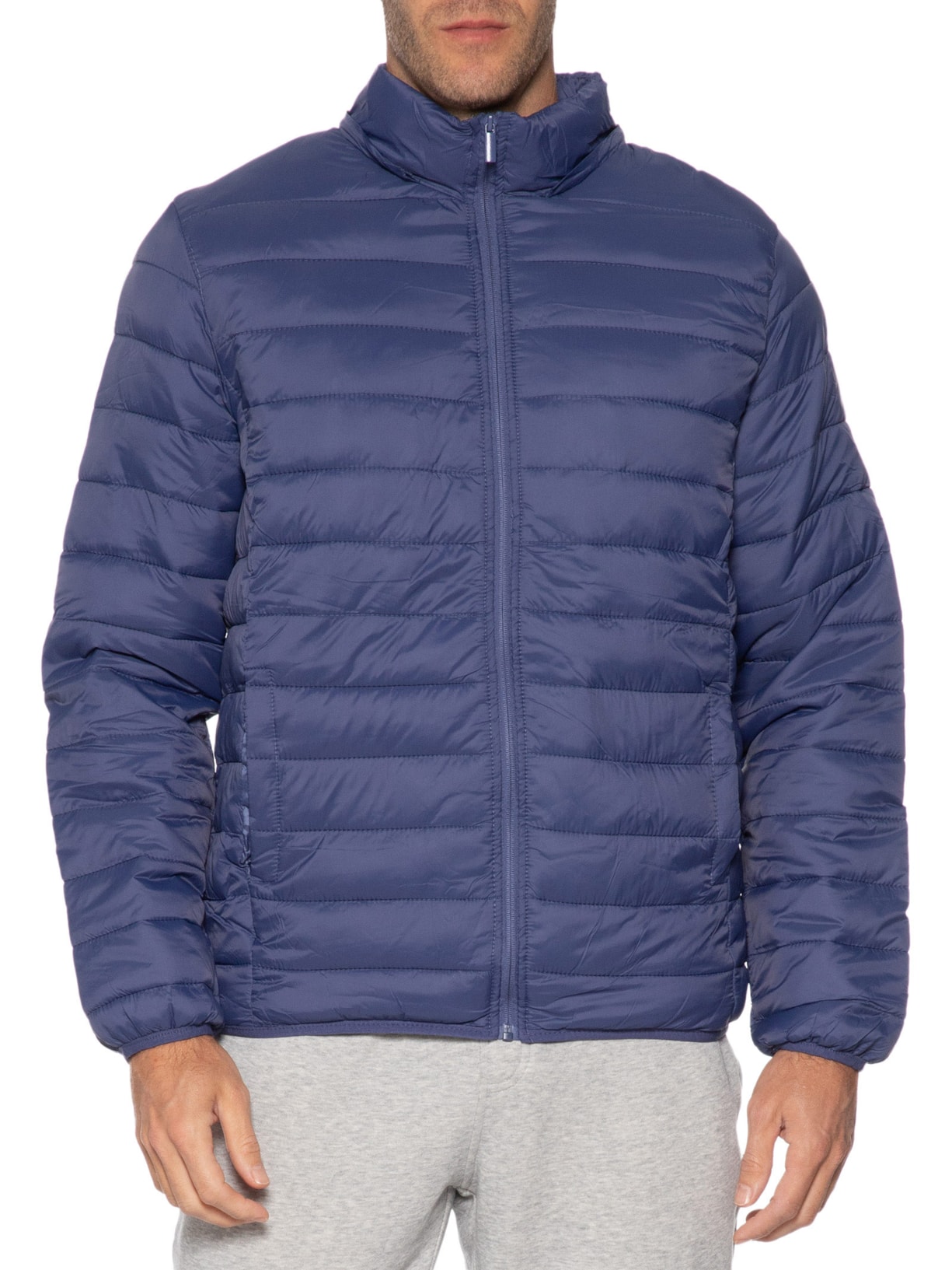 Jaqueta Masculina Puffer Nylon Azul Basiq Men