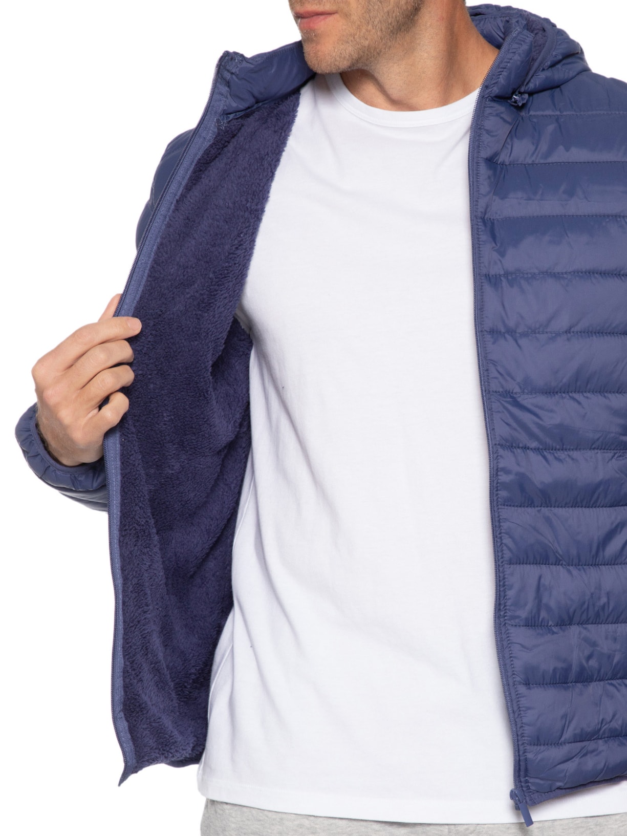 Jaqueta Masculina Puffer Nylon Azul Basiq Men
