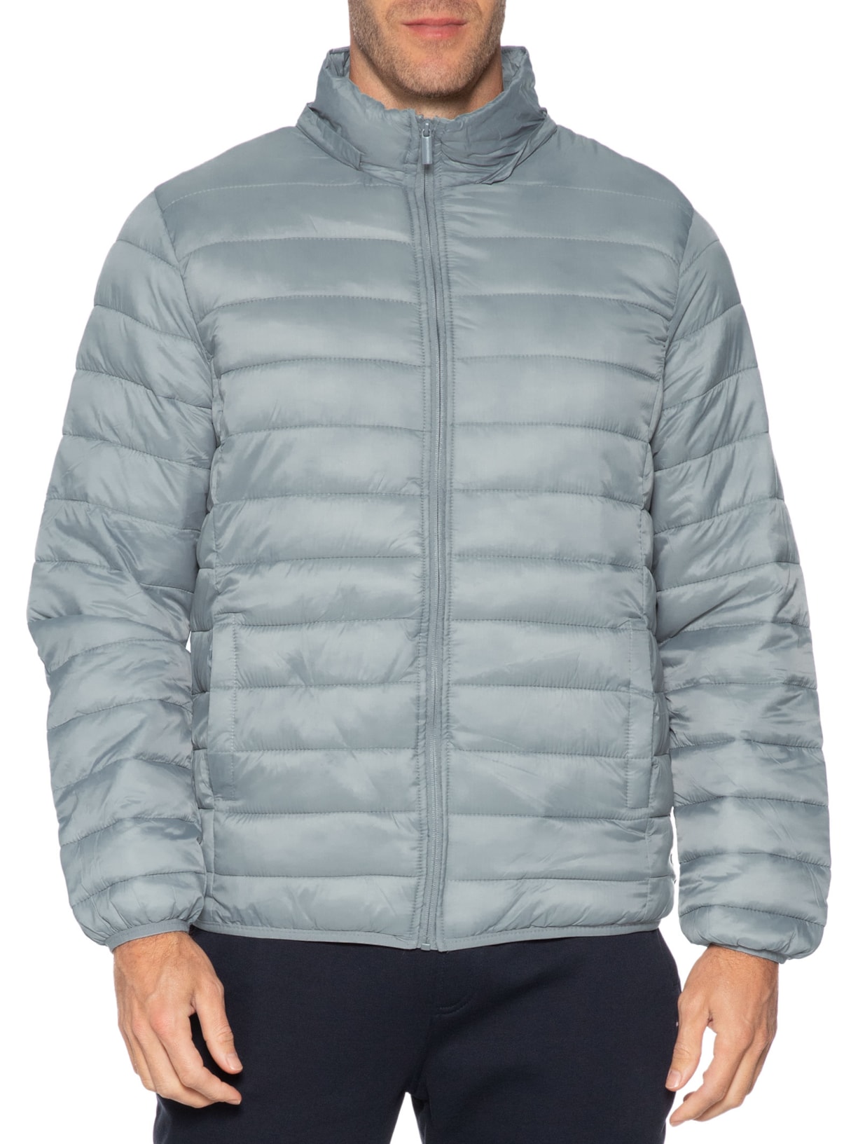 Jaqueta Masculina Puffer Nylon Cinza Basiq Men
