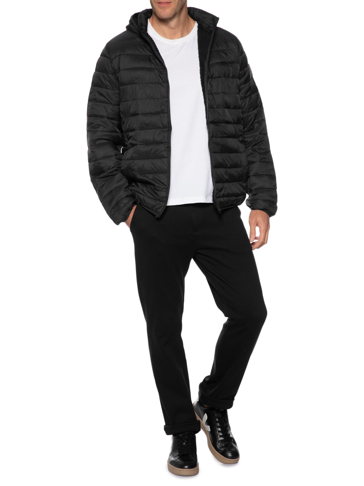 Jaqueta Masculina Puffer Nylon Preto Basiq Men