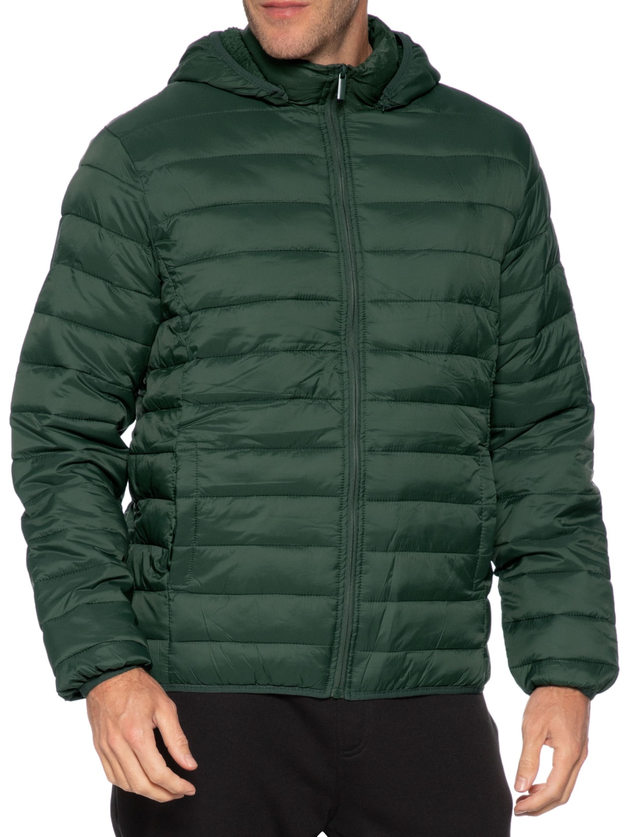 Jaqueta Masculina Puffer Nylon Verde Basiq Men