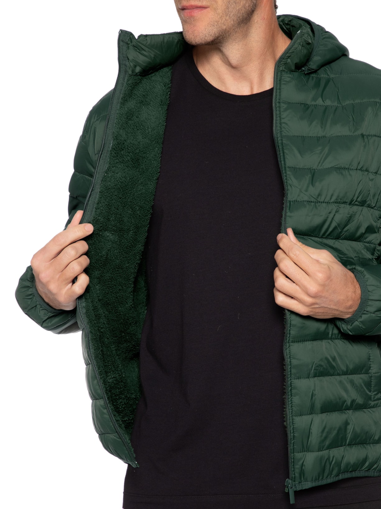 Jaqueta Masculina Puffer Nylon Verde Basiq Men