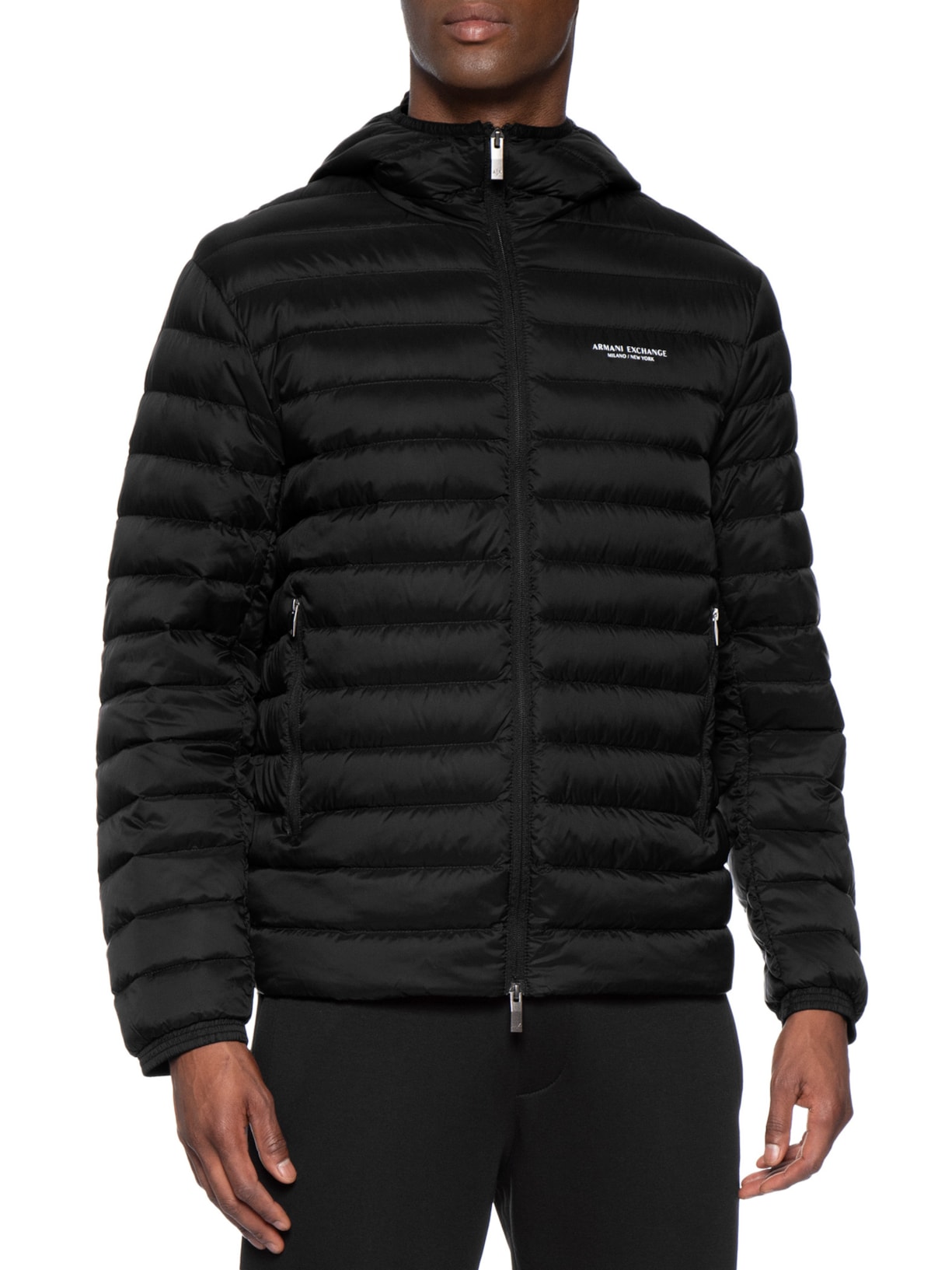 Jaqueta Masculina Puffer Piumino Com Capuz Preto Armani Exchange