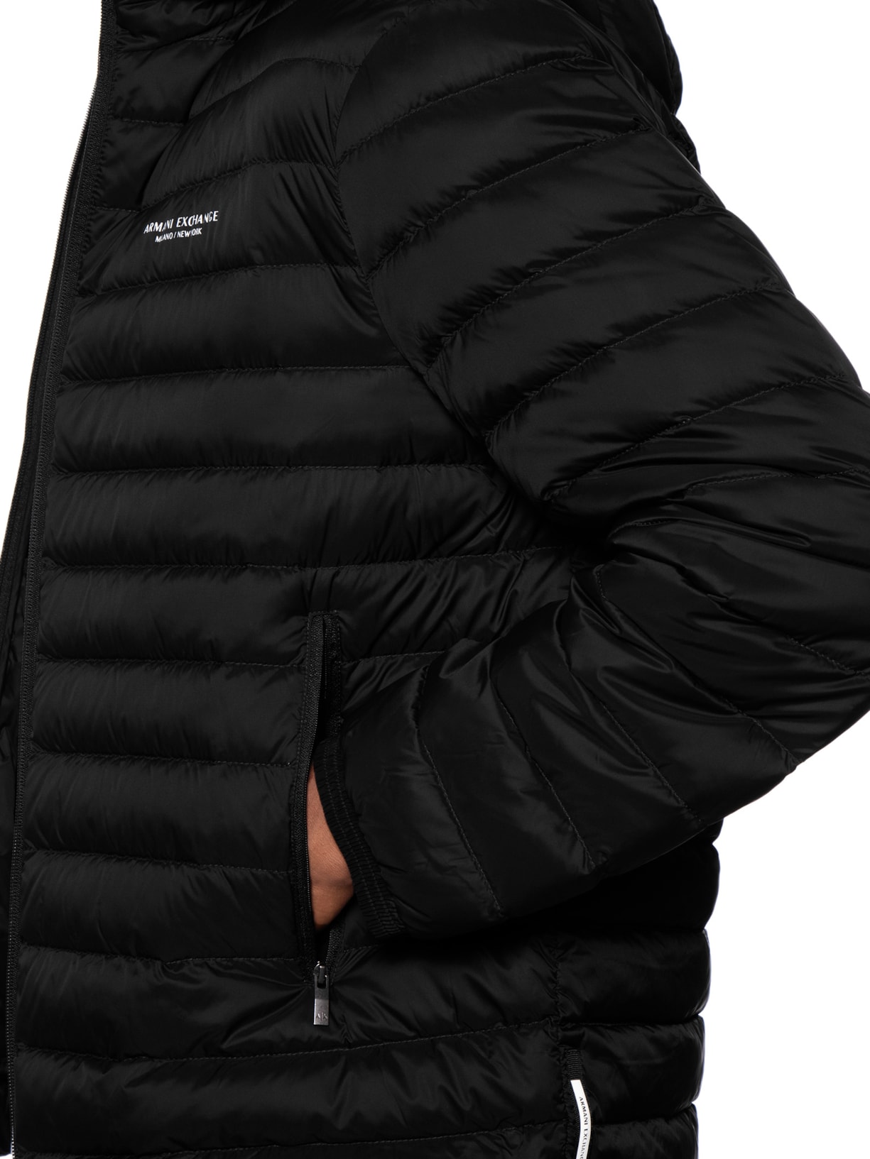 Jaqueta Masculina Puffer Piumino Com Capuz Preto Armani Exchange