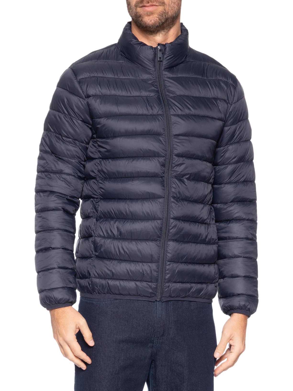 Jaqueta Masculina Puffer Sem Gorro Azul Basiq Men