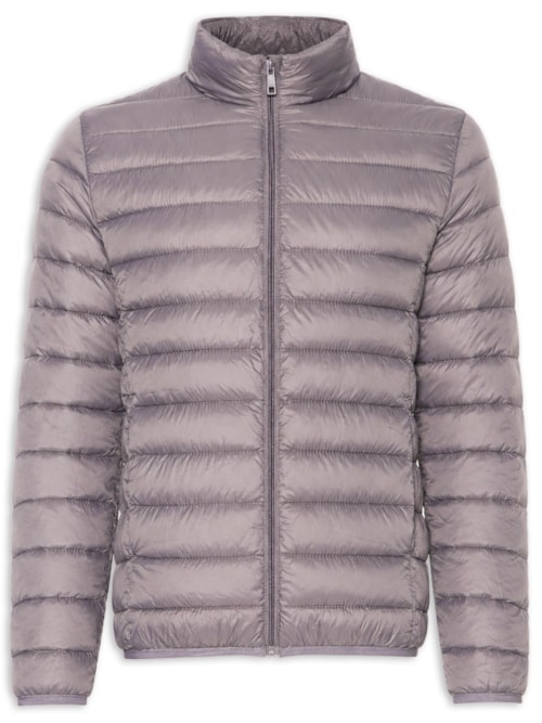 Jaqueta Masculina Puffer Sem Gorro - Cinza
