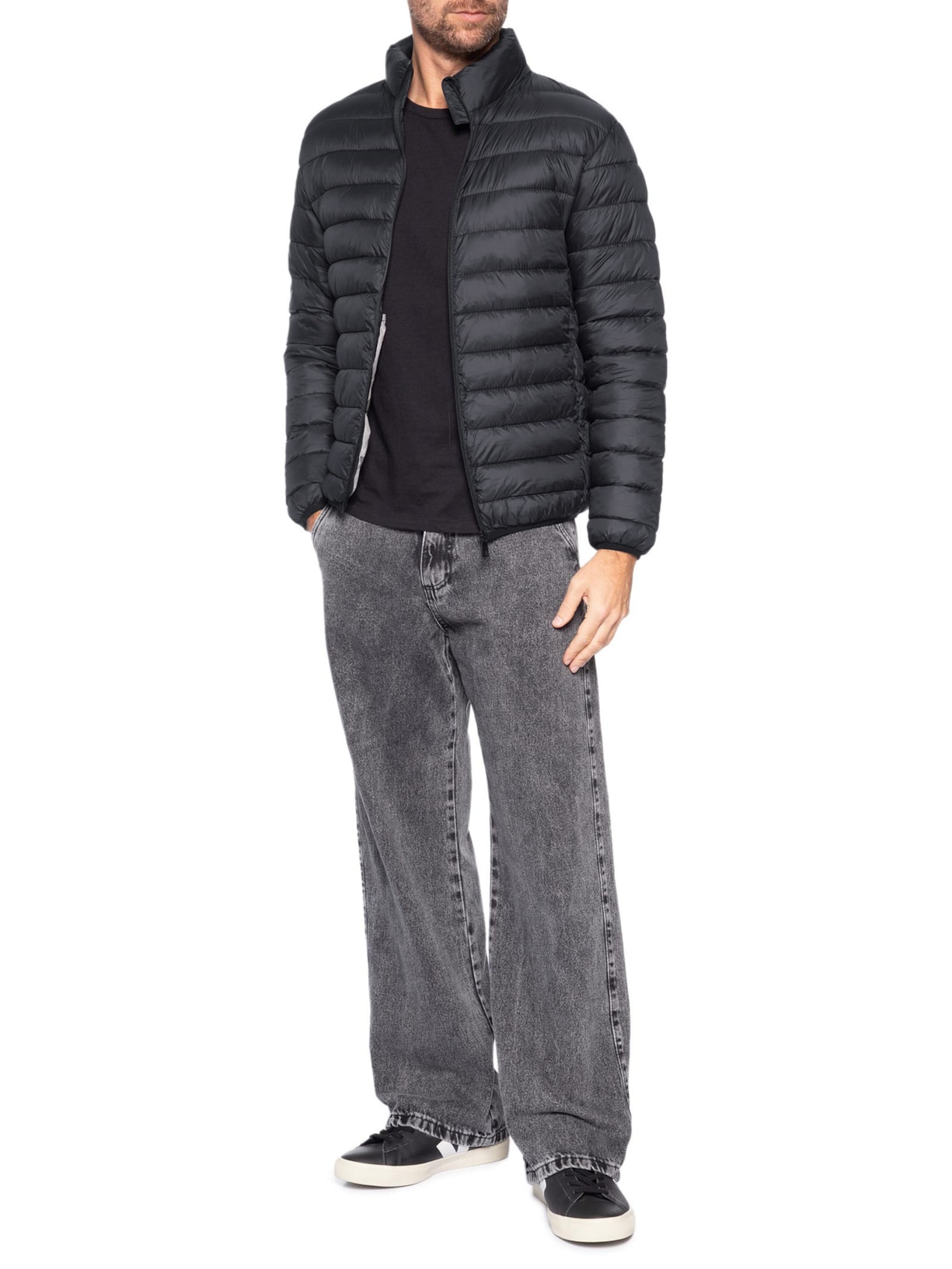 Jaqueta Masculina Puffer Sem Gorro Preto Basiq Men