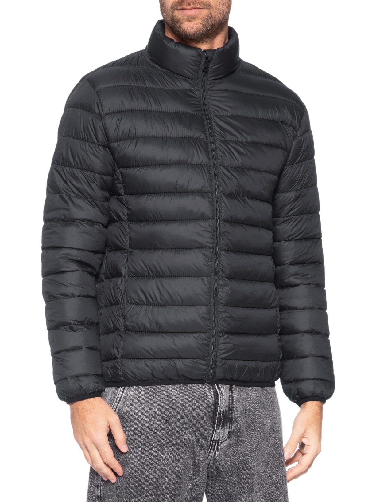Jaqueta Masculina Puffer Sem Gorro Preto Basiq Men