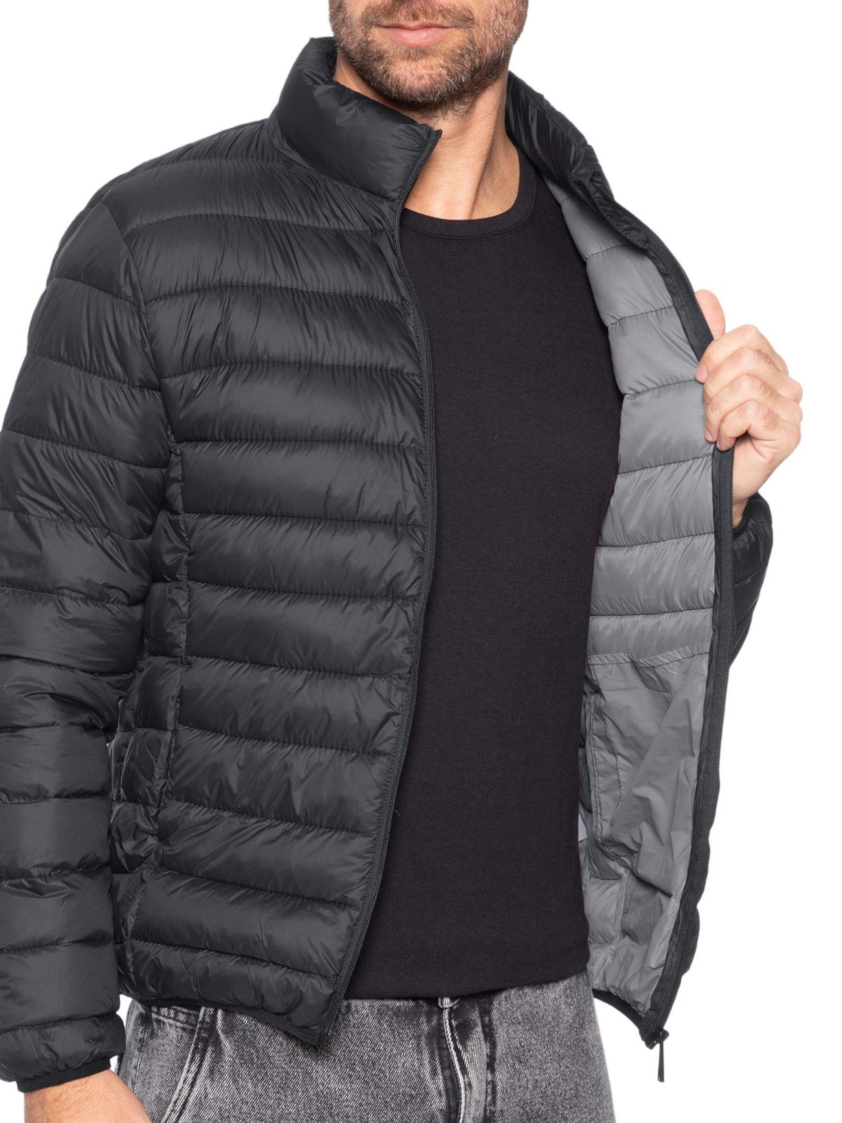 Jaqueta Masculina Puffer Sem Gorro Preto Basiq Men