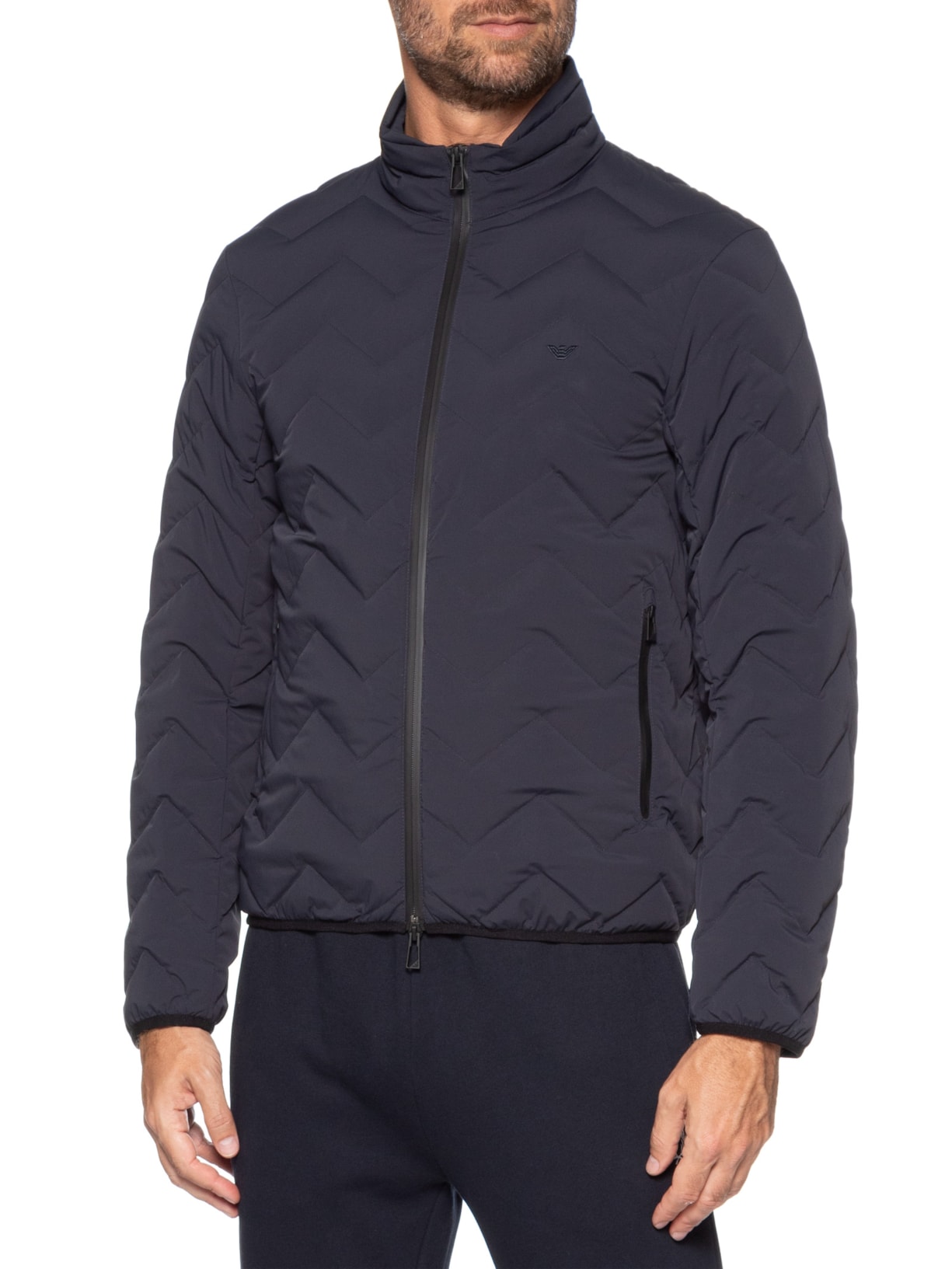 Jaqueta Masculina Puffer Water Repellent Chevron – Azul Emporio Armani