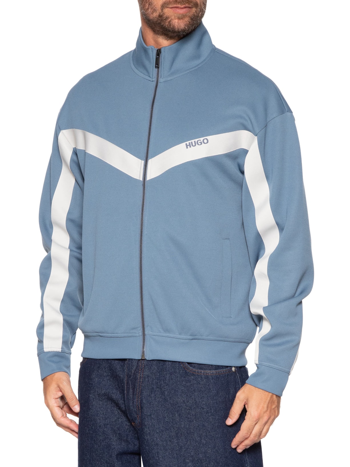 Jaqueta Masculina Relaxed- Fit Chevron Tape Darti Azul Hugo