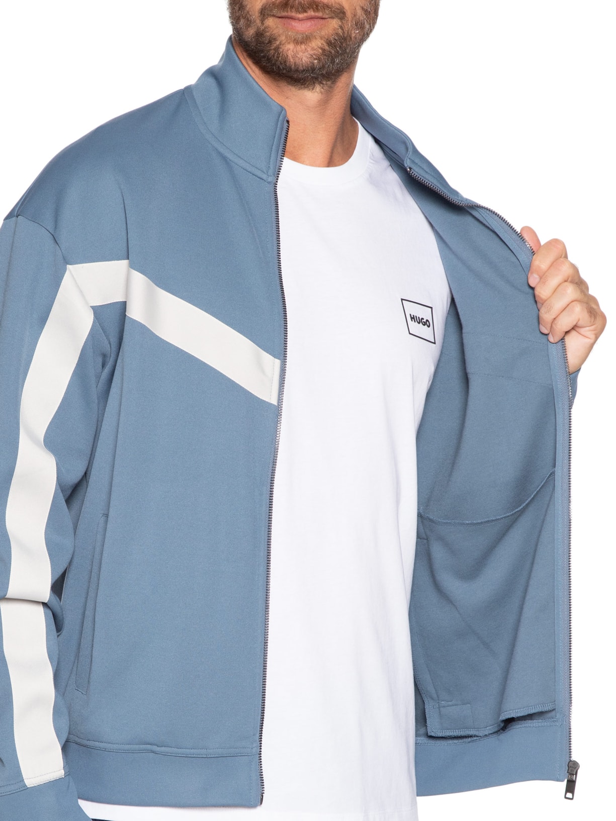 Jaqueta Masculina Relaxed- Fit Chevron Tape Darti Azul Hugo