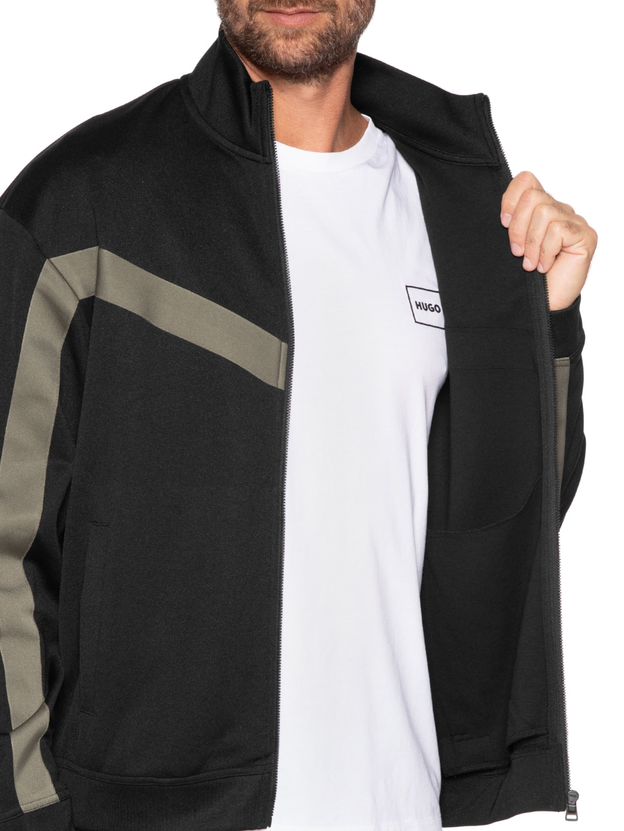 Jaqueta Masculina Relaxed- Fit Chevron Tape Darti Preto Hugo