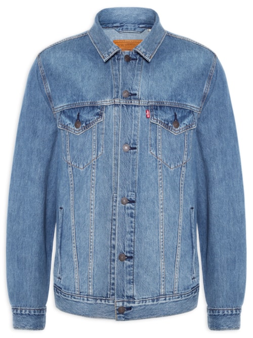 Jaqueta Masculina Relaxed Fit Trucker - Azul