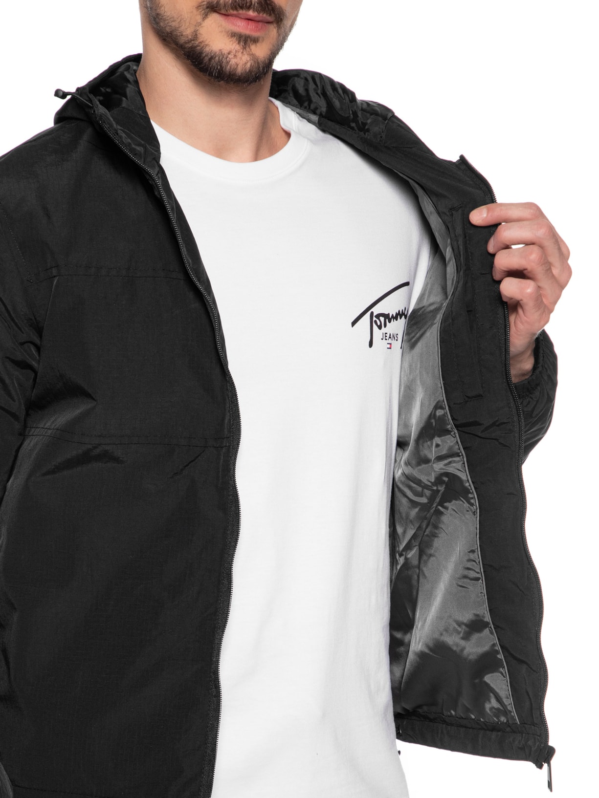 Jaqueta Masculina Ripstop Casual Preto '2 Essential