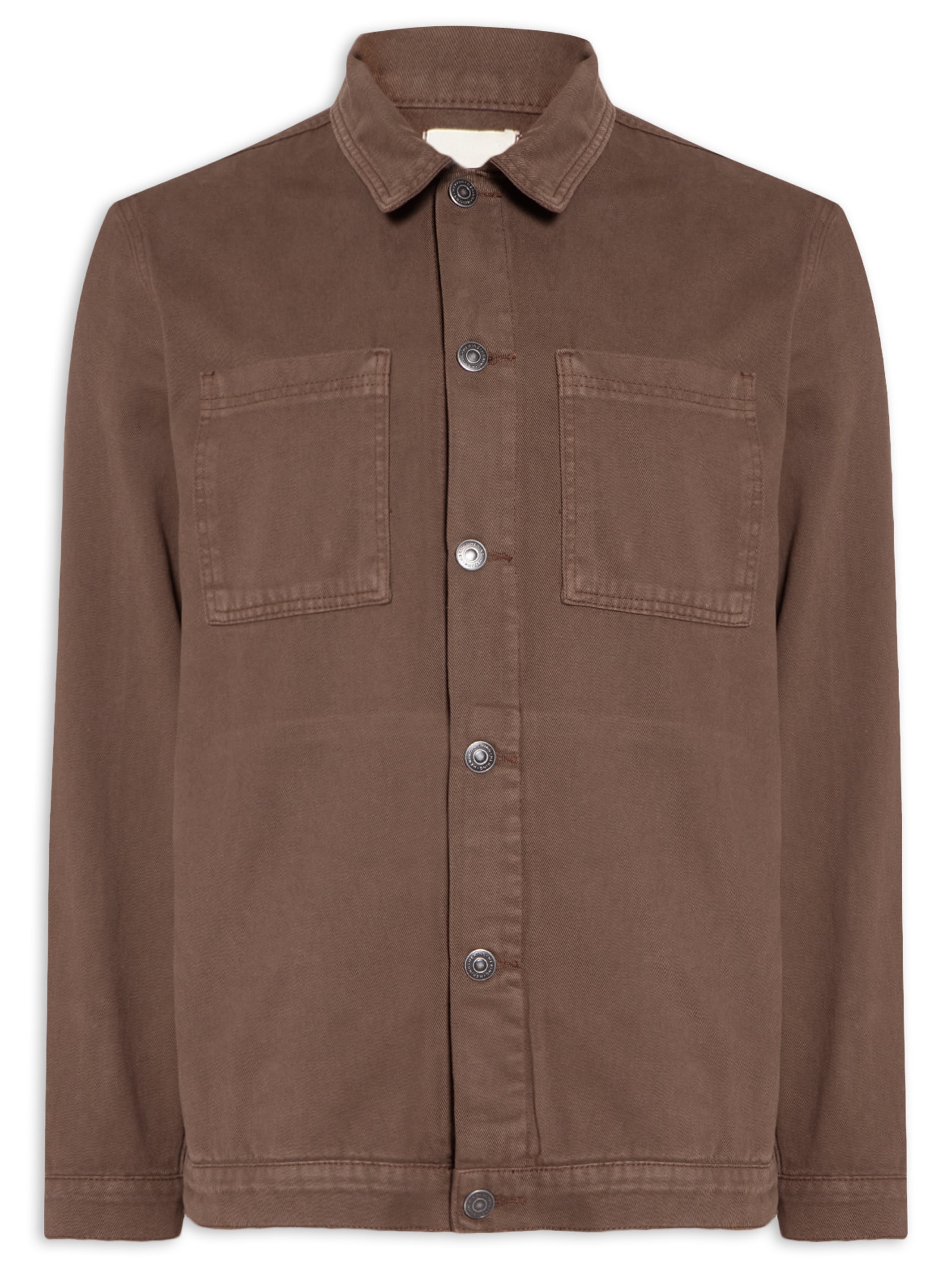 春 Hering - Jaqueta Masculina Sarja com Bolso - Marrom