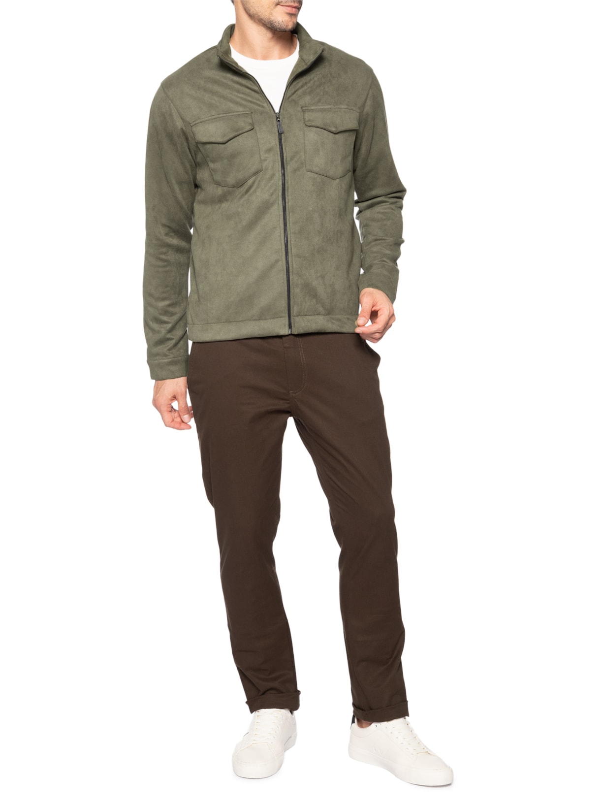 Jaqueta Masculina Scuba Com Zíper Verde Sergio K