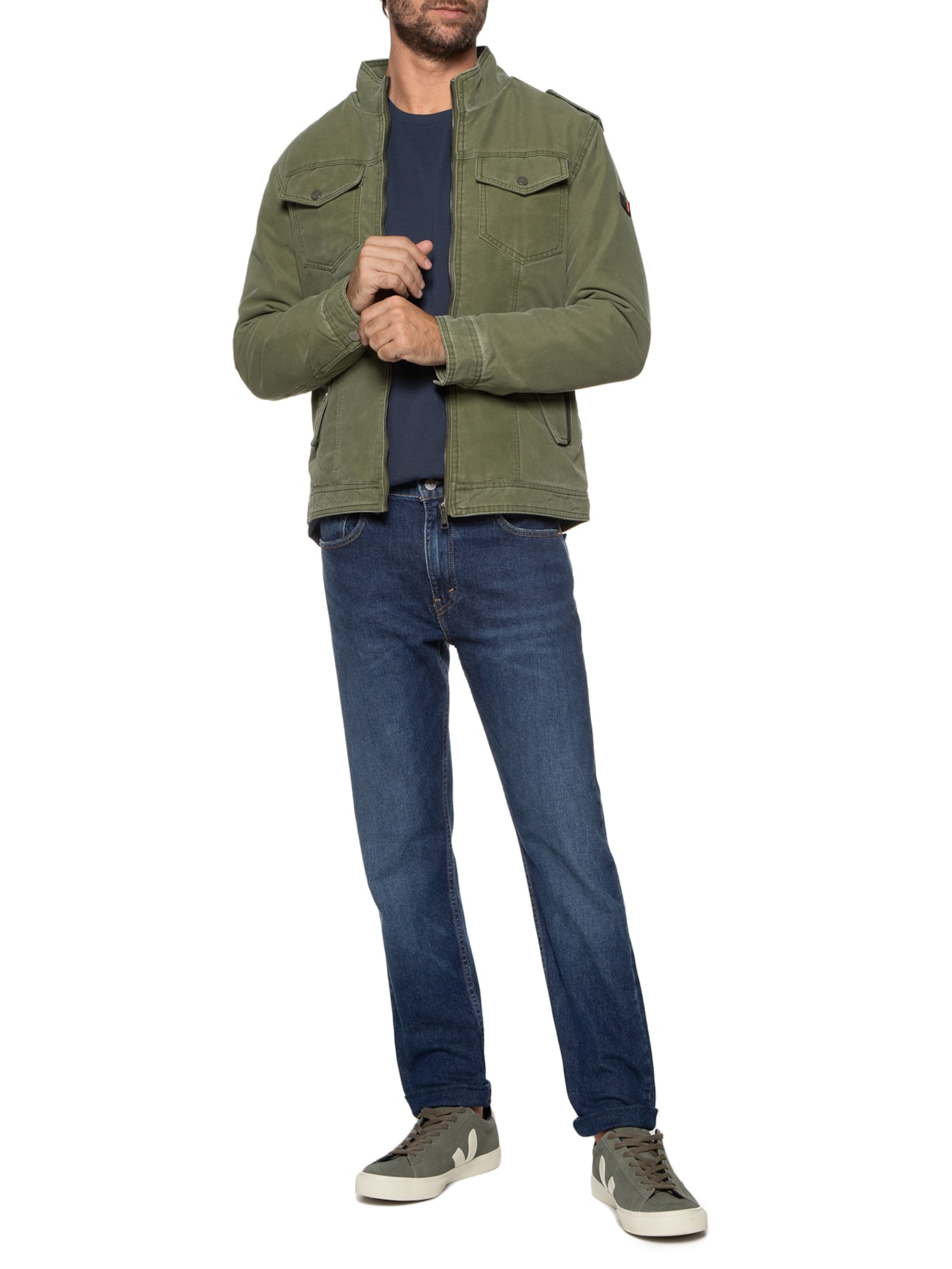 Jaqueta Masculina Stone Brushed Verde Jab