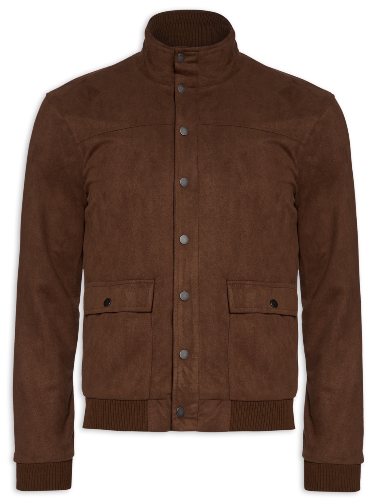 Jaqueta Masculina Suede Com Botões - Marrom