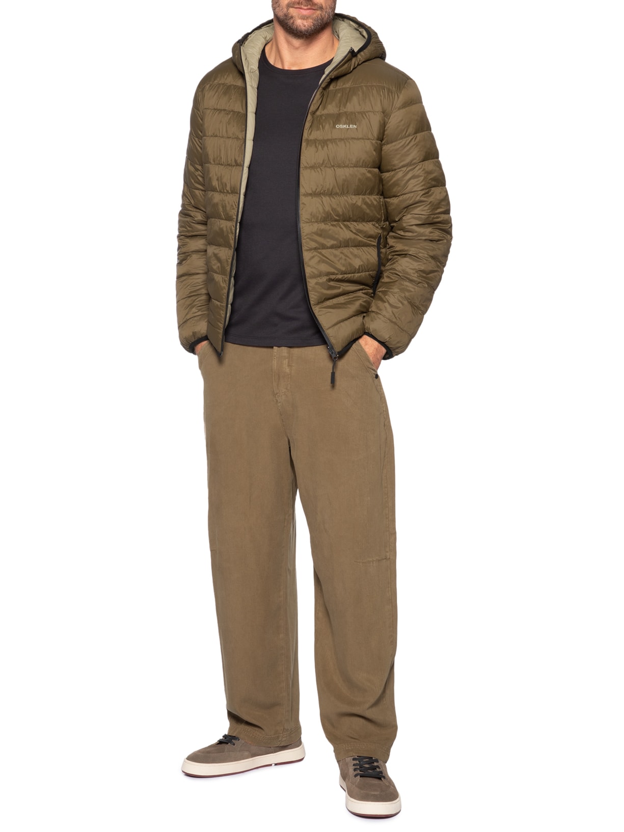 Jaqueta Masculina Superlight Hood Double Marrom Osklen