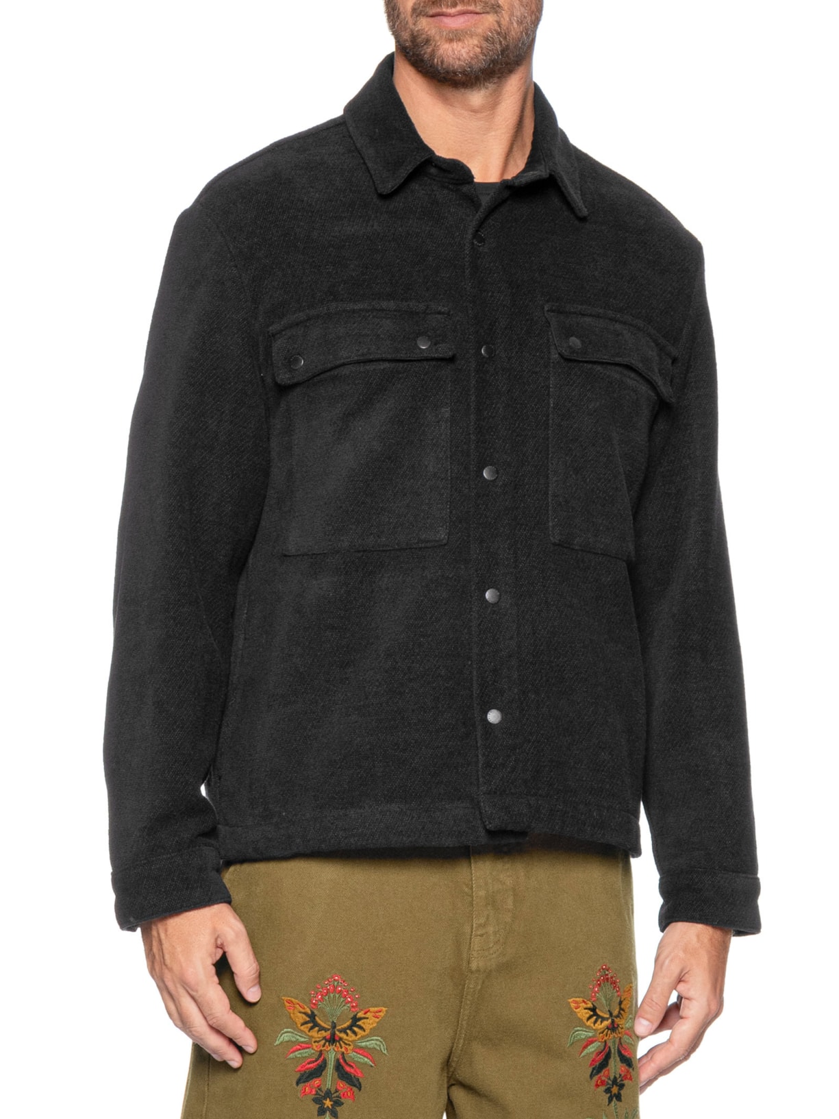 Jaqueta Masculina Tweed Cotton Texture Preto Osklen