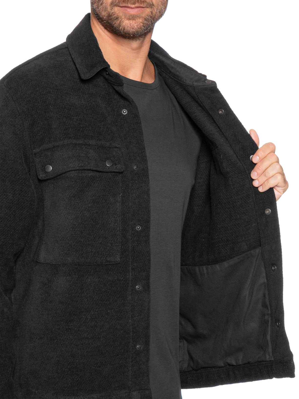 Jaqueta Masculina Tweed Cotton Texture Preto Osklen