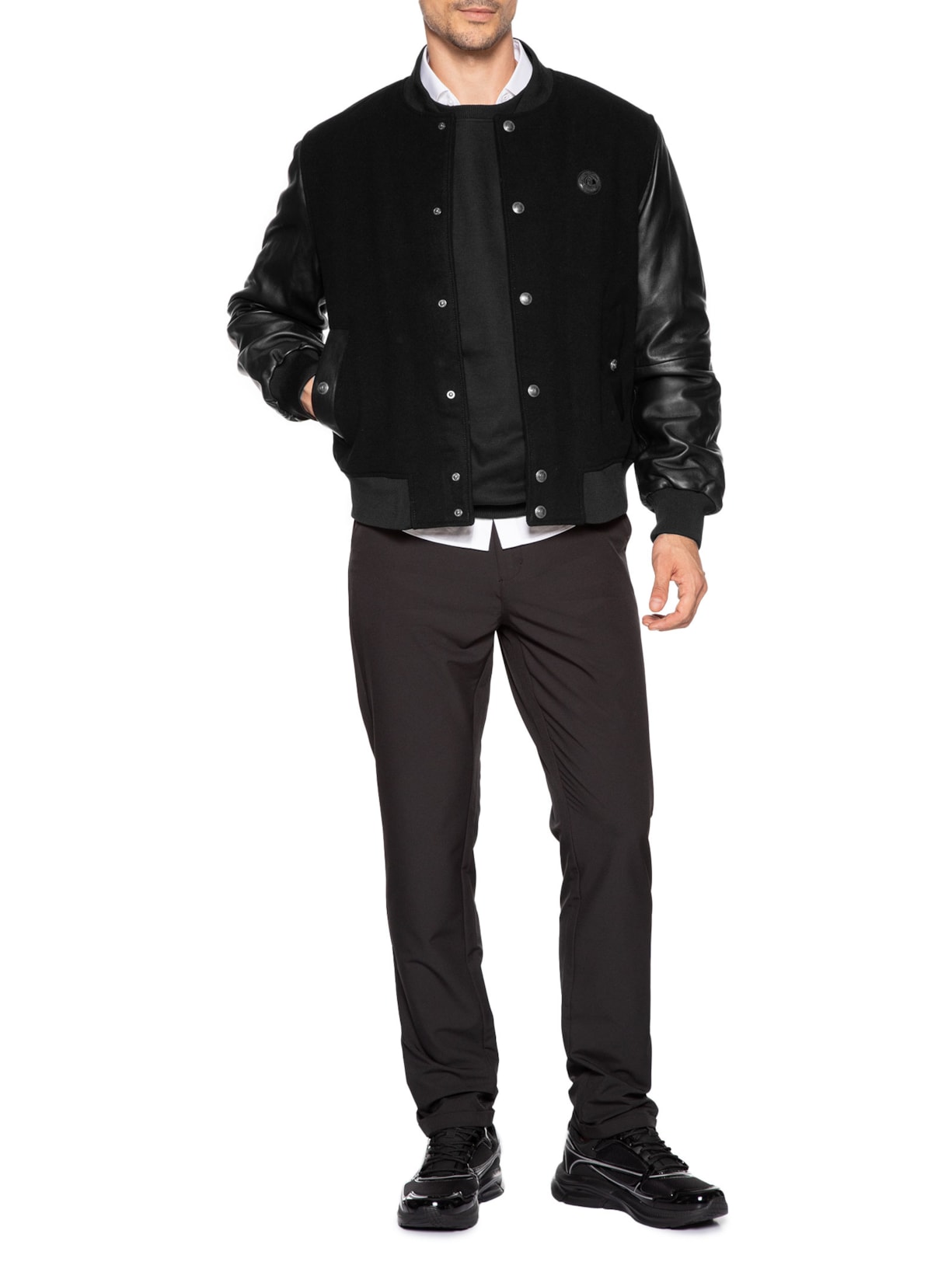 Jaqueta Masculina Varsity Mix Preto Just Cavalli