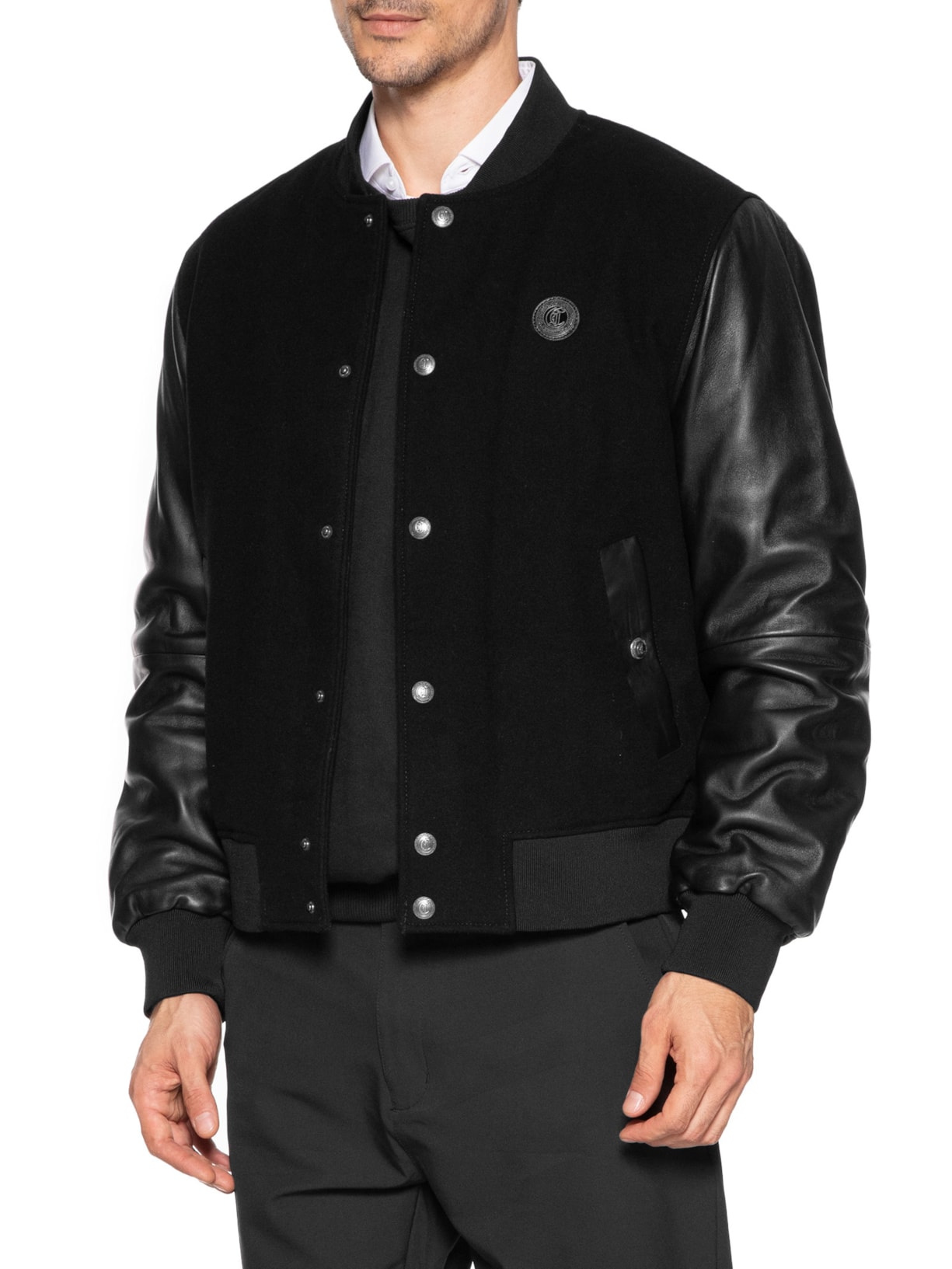 Jaqueta Masculina Varsity Mix Preto Just Cavalli