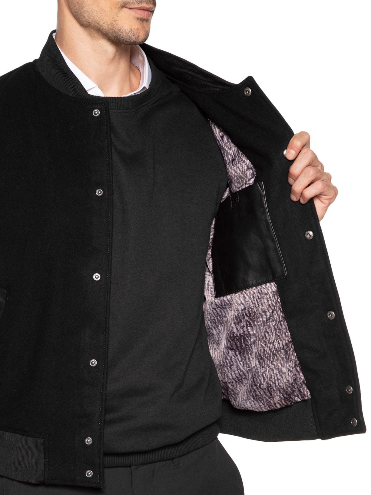 Jaqueta Masculina Varsity Mix Preto Just Cavalli