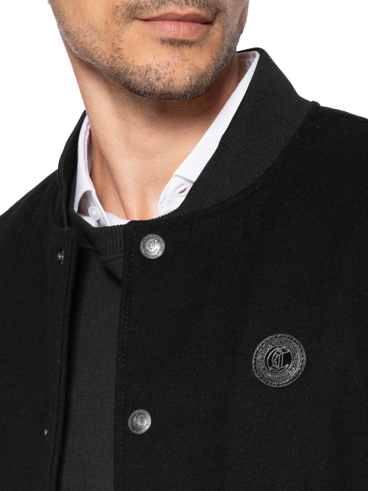 Jaqueta Masculina Varsity Mix Preto Just Cavalli