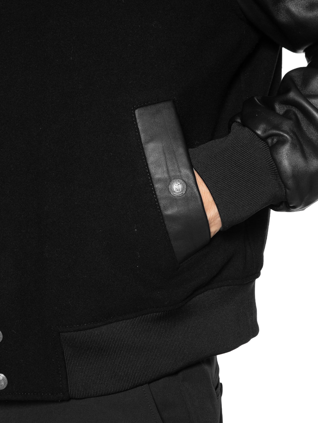 Jaqueta Masculina Varsity Mix Preto Just Cavalli