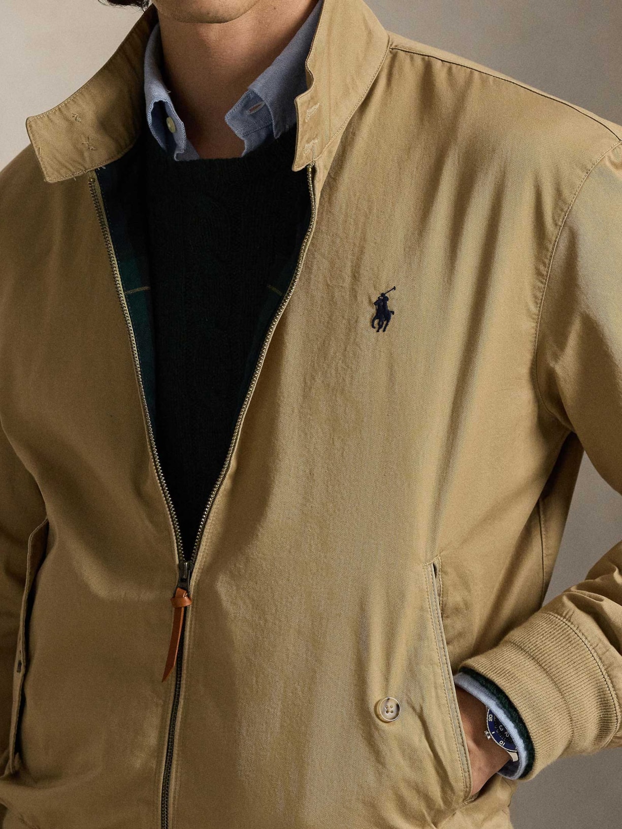 Jaqueta Masculina Windbreaker Lined Twill Marrom Polo Ralph Lauren