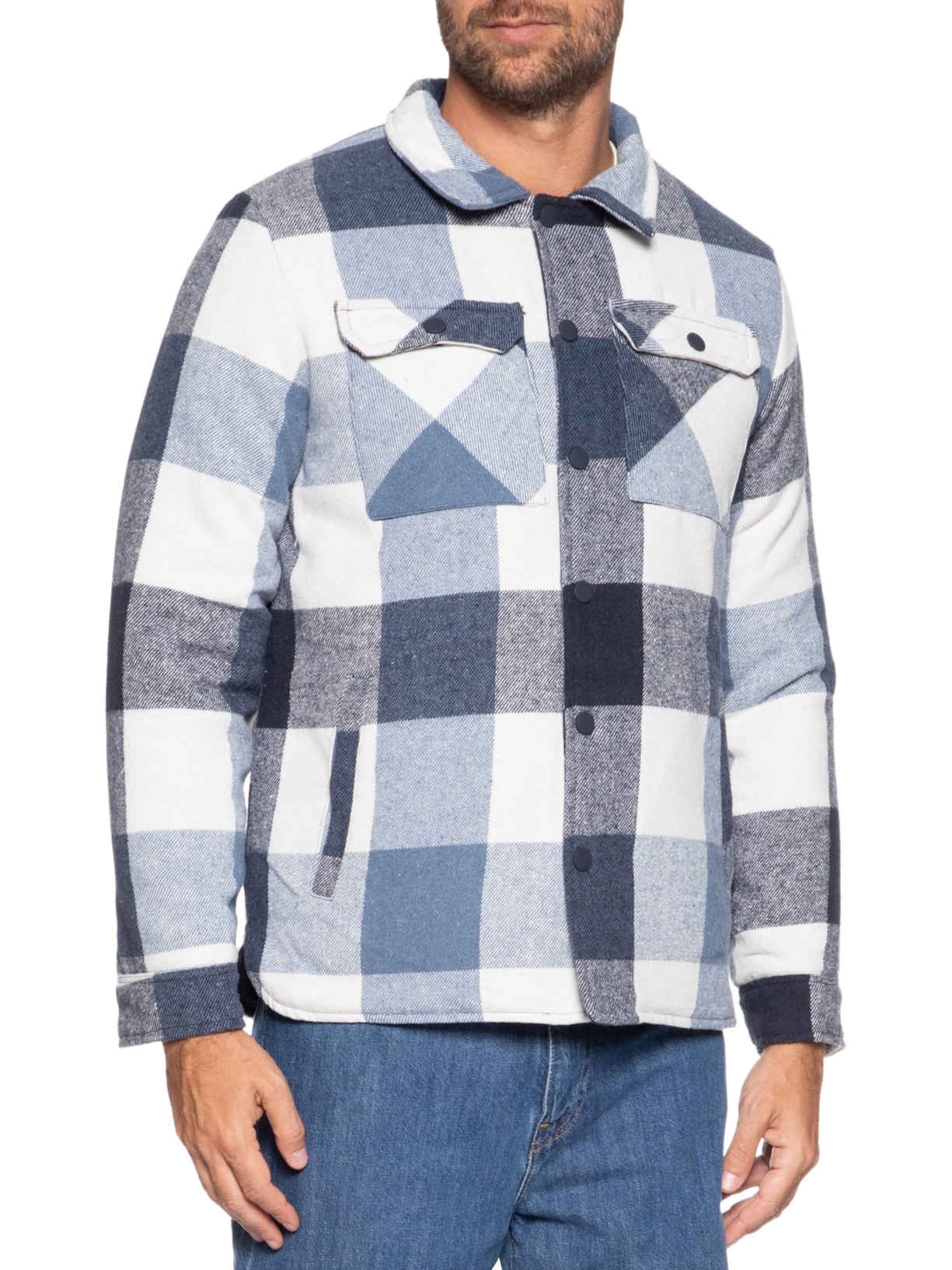 Jaqueta Masculina Xadrez Azul Basiq Men