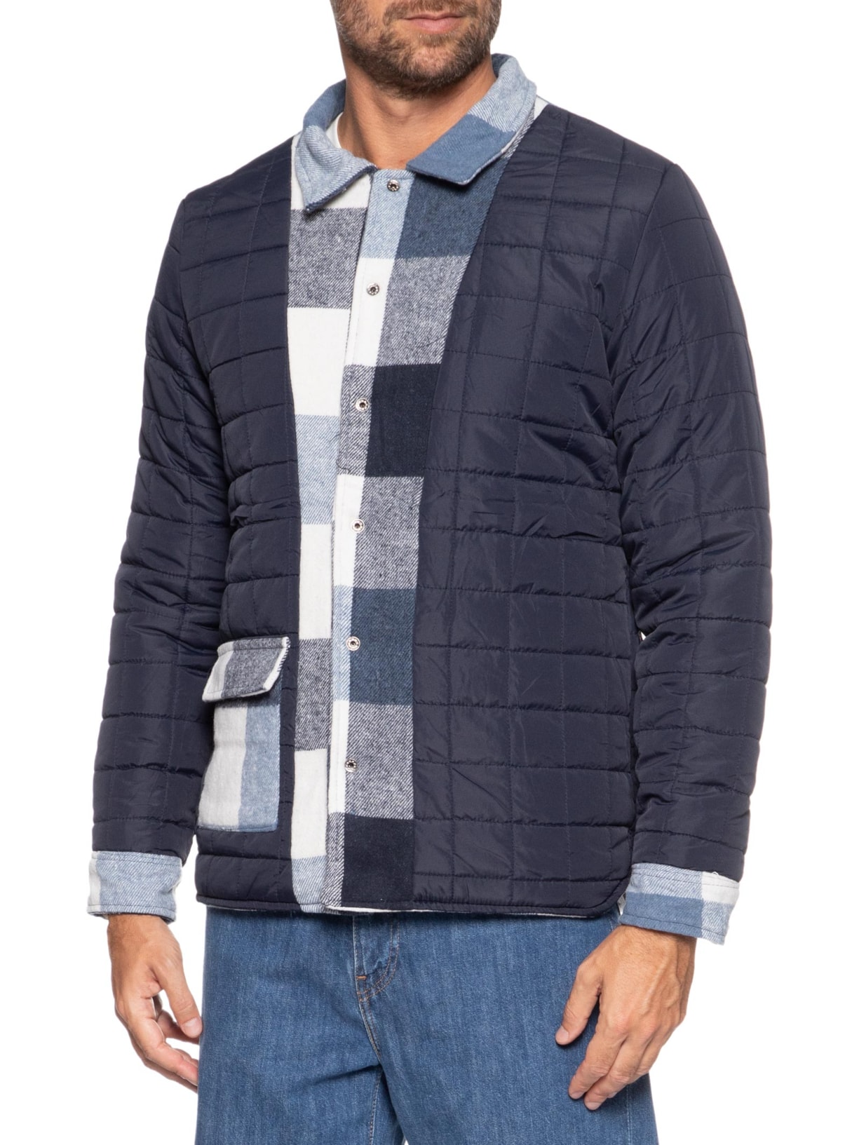 Jaqueta Masculina Xadrez Azul Basiq Men