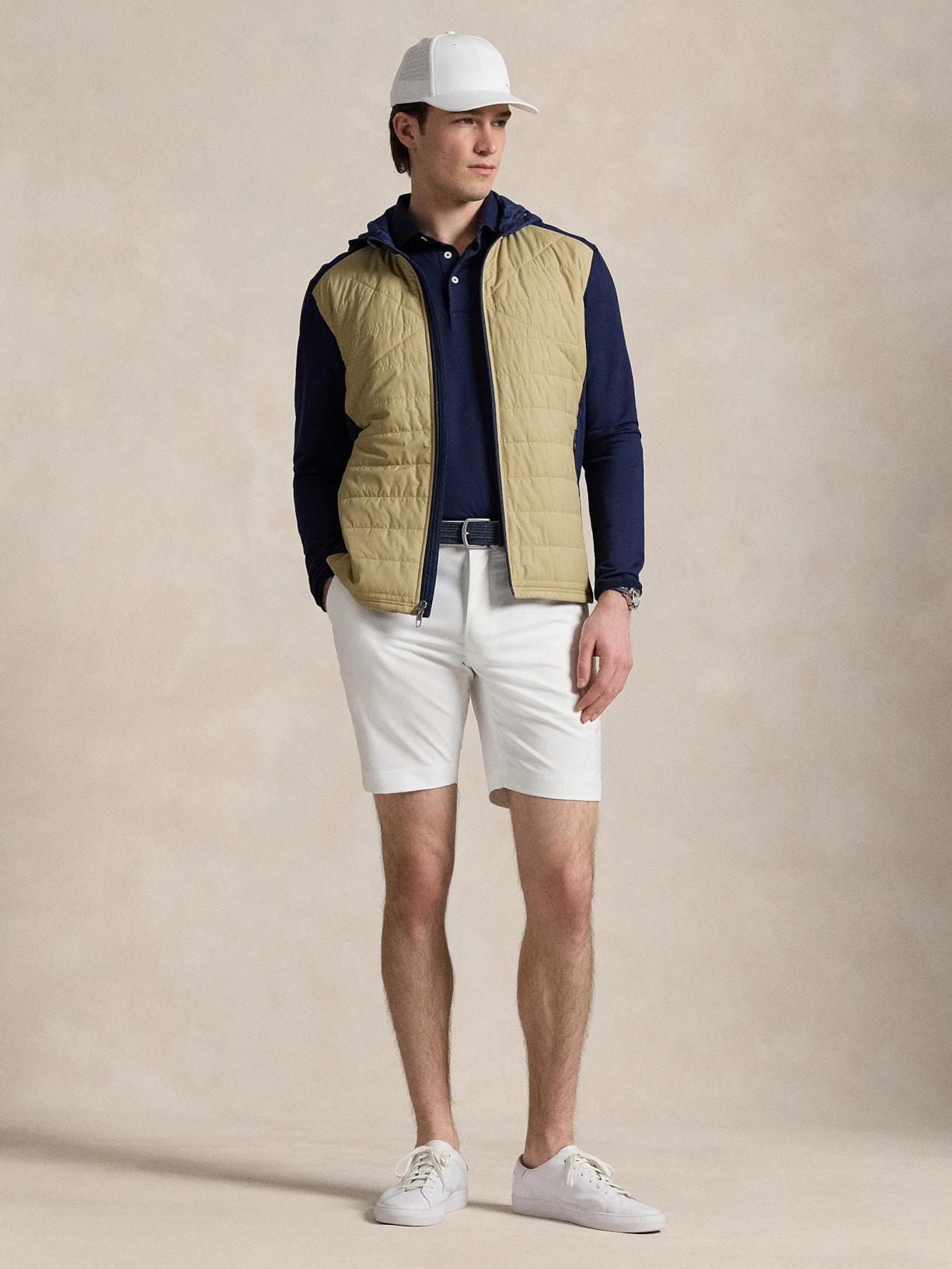 Jaqueta Masculino Performance Wool Knit Full-Zip Bege Polo Ralph Lauren