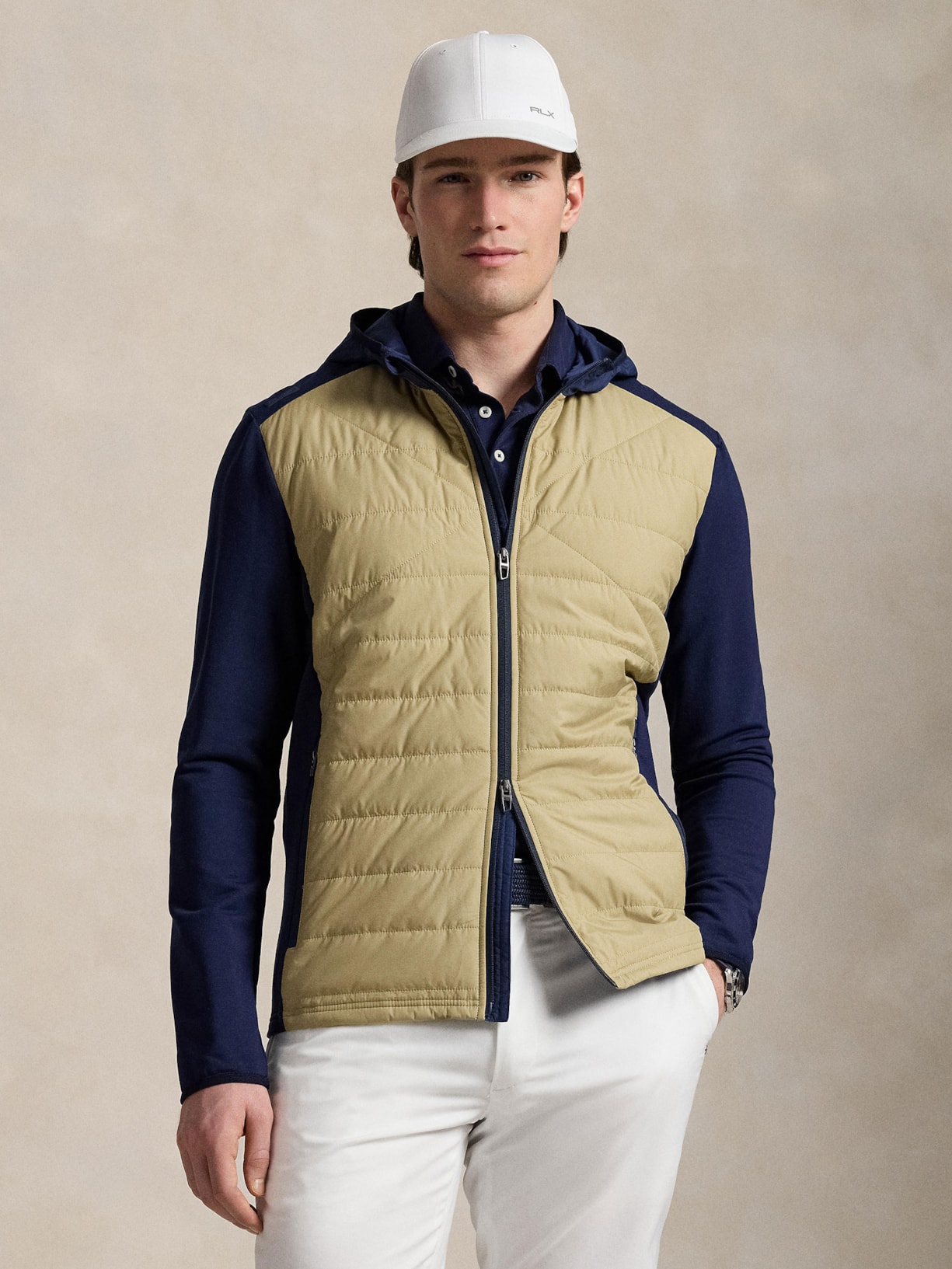 Jaqueta Masculino Performance Wool Knit Full-Zip Bege Polo Ralph Lauren