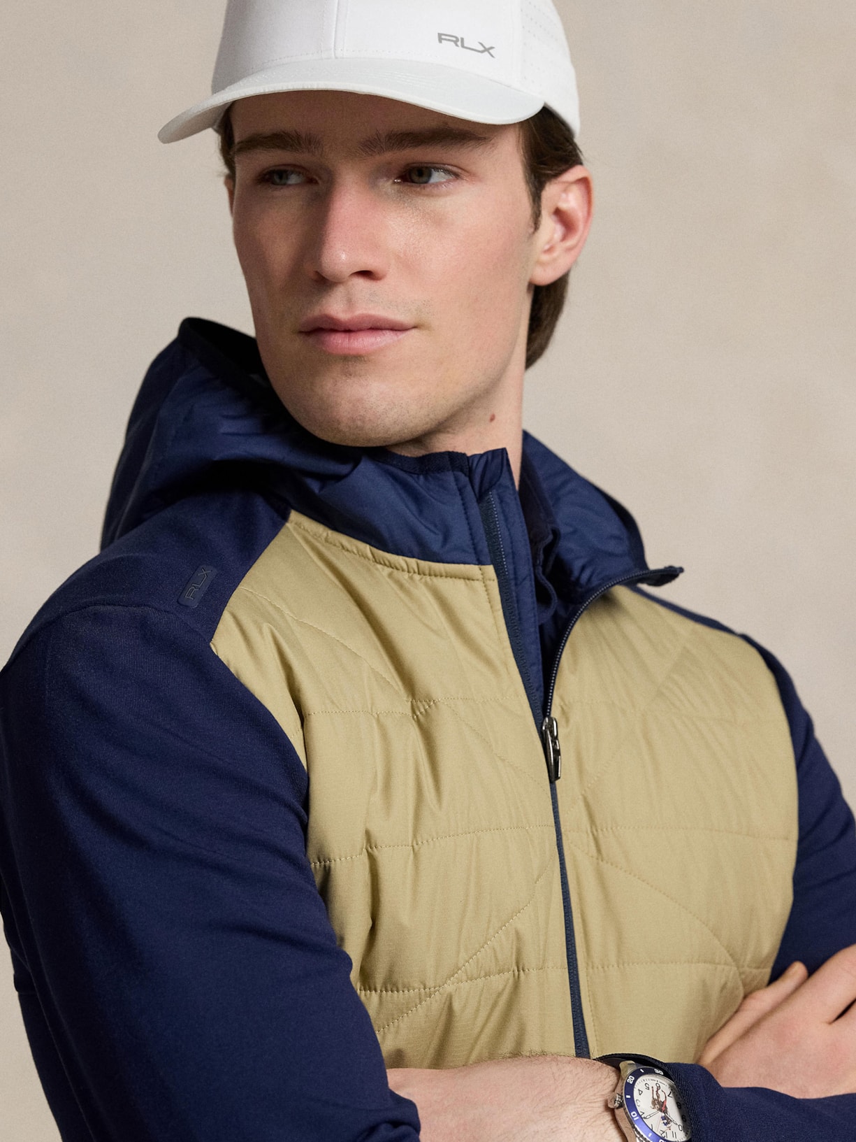 Jaqueta Masculino Performance Wool Knit Full-Zip Bege Polo Ralph Lauren