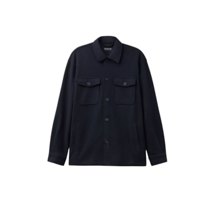 Jaqueta Overshirt Com Botões e Efeito Lã - Azul