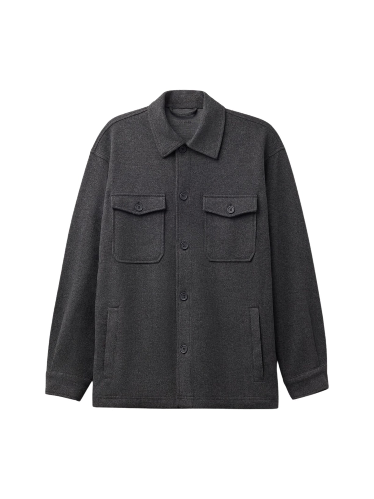 Jaqueta Overshirt Com Botões e Efeito Lã - Cinza