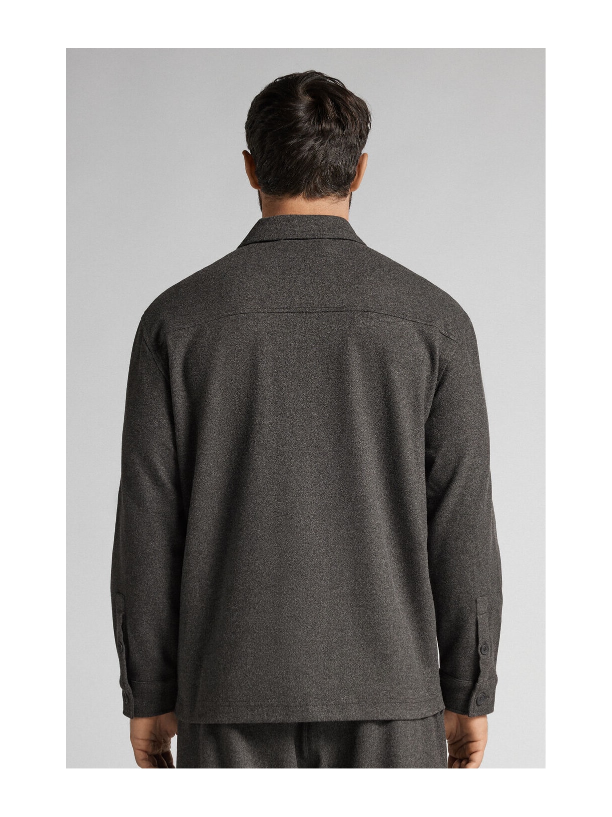 Jaqueta Overshirt Com Botões e Efeito Lã Cinza Intimissimi