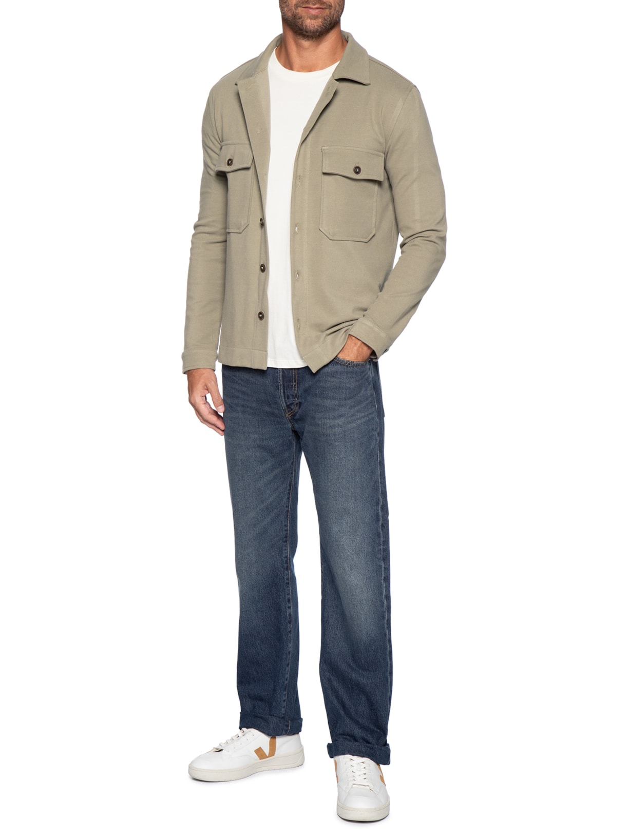 Jaqueta Overshirt Masculina Malha Stelvio Bege Austral