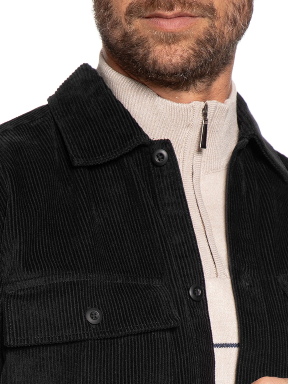 Jaqueta Overshirt Masculina Perfect em Veludo Preto Jack & Jones