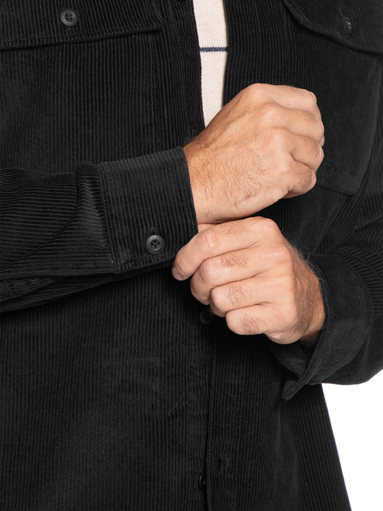 Jaqueta Overshirt Masculina Perfect em Veludo Preto Jack & Jones