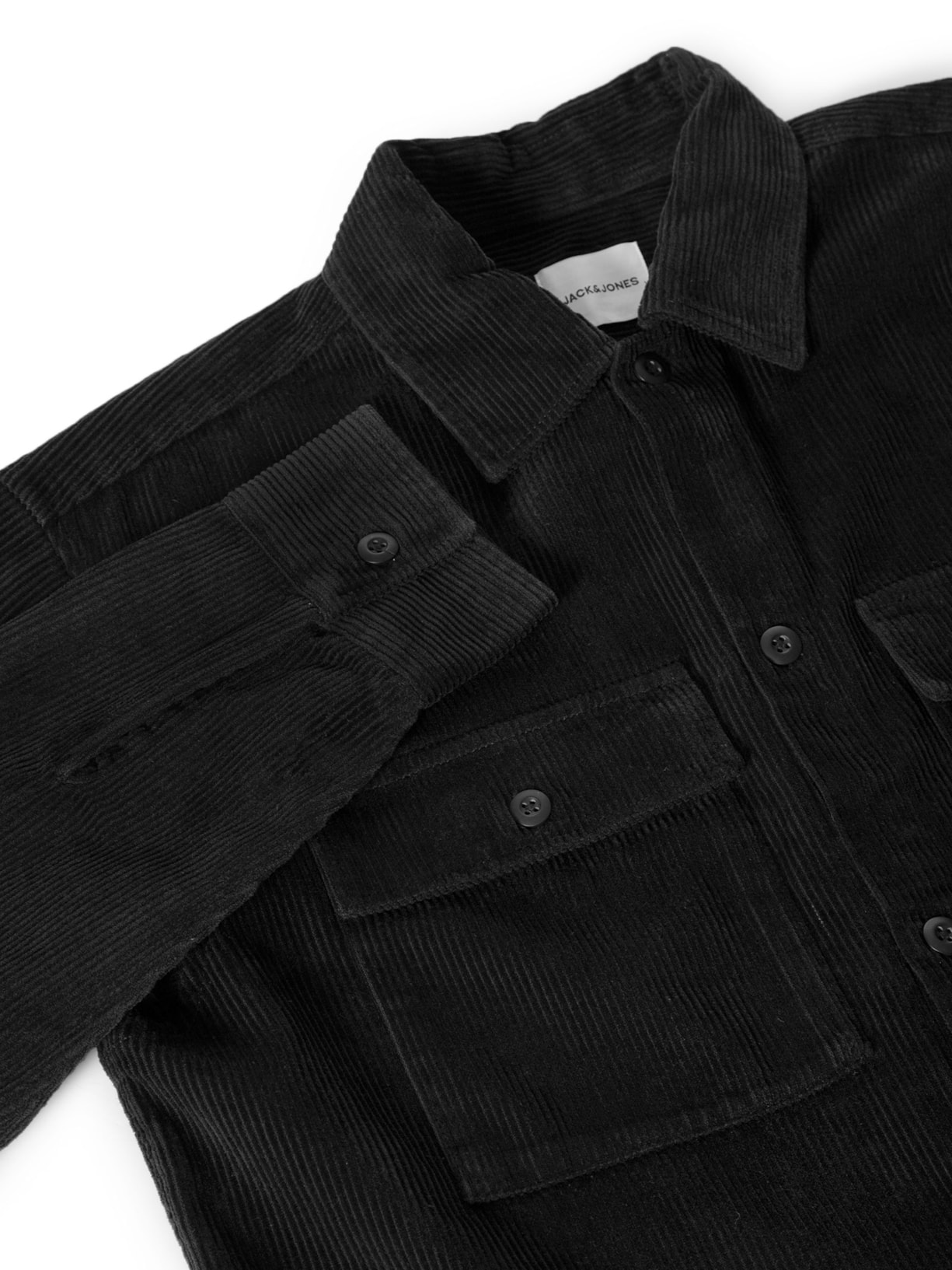 Jaqueta Overshirt Masculina Perfect em Veludo Preto Jack & Jones
