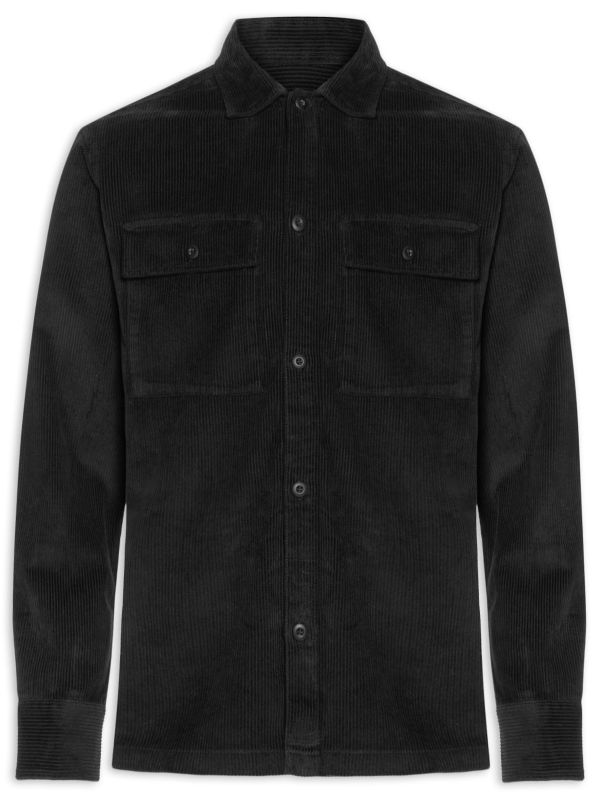 Jaqueta Overshirt Masculina Perfect em Veludo Preto Jack & Jones