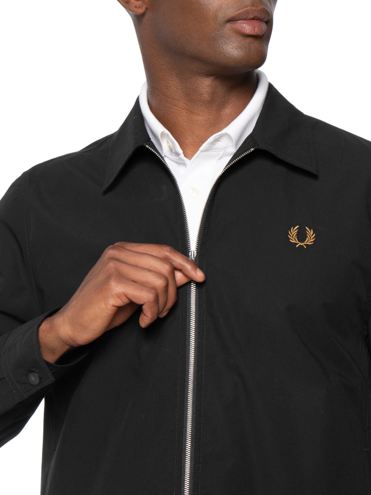 Jaqueta Overshirt Masculina Poplin Preto Fred Perry