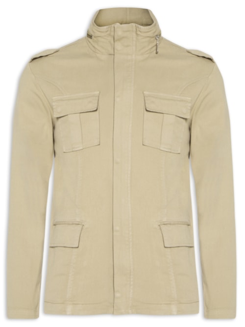 Jaqueta Parka Masculina Pockets Gola Alta - Marrom