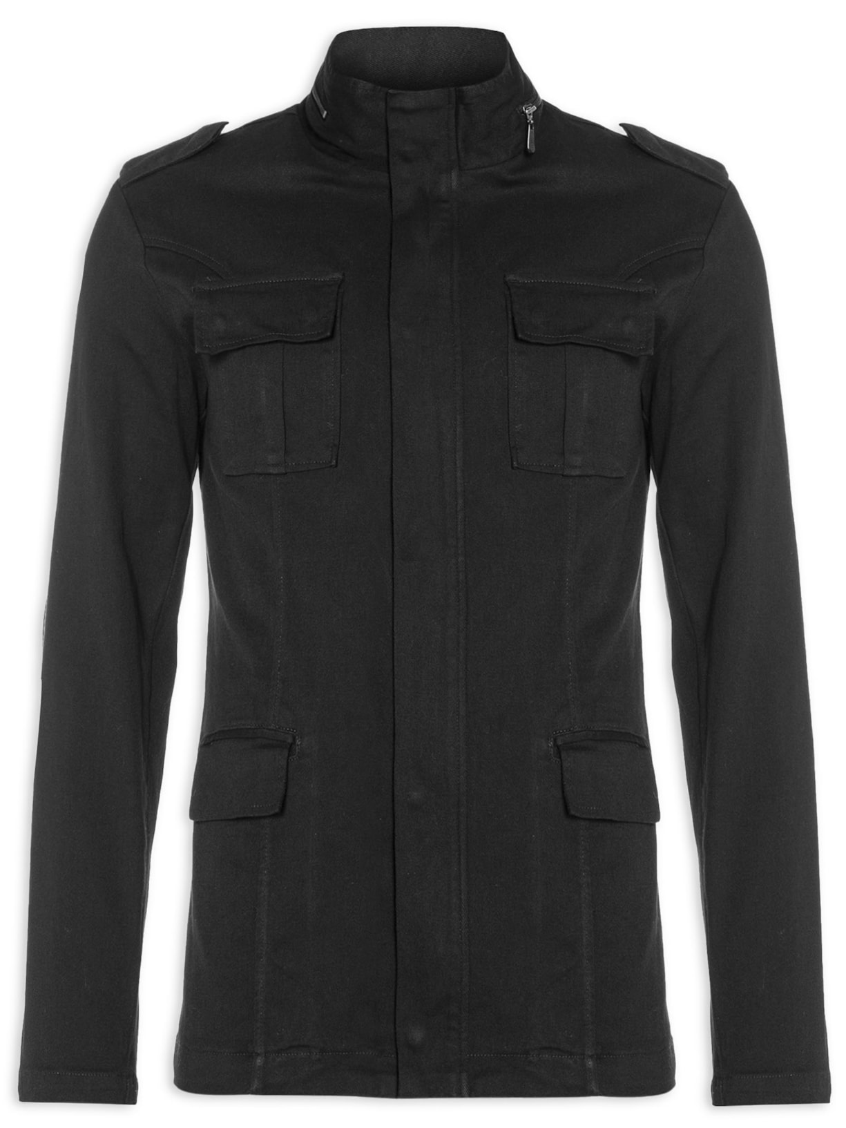 Jaqueta Parka Masculina Pockets Gola Alta Preto Osklen