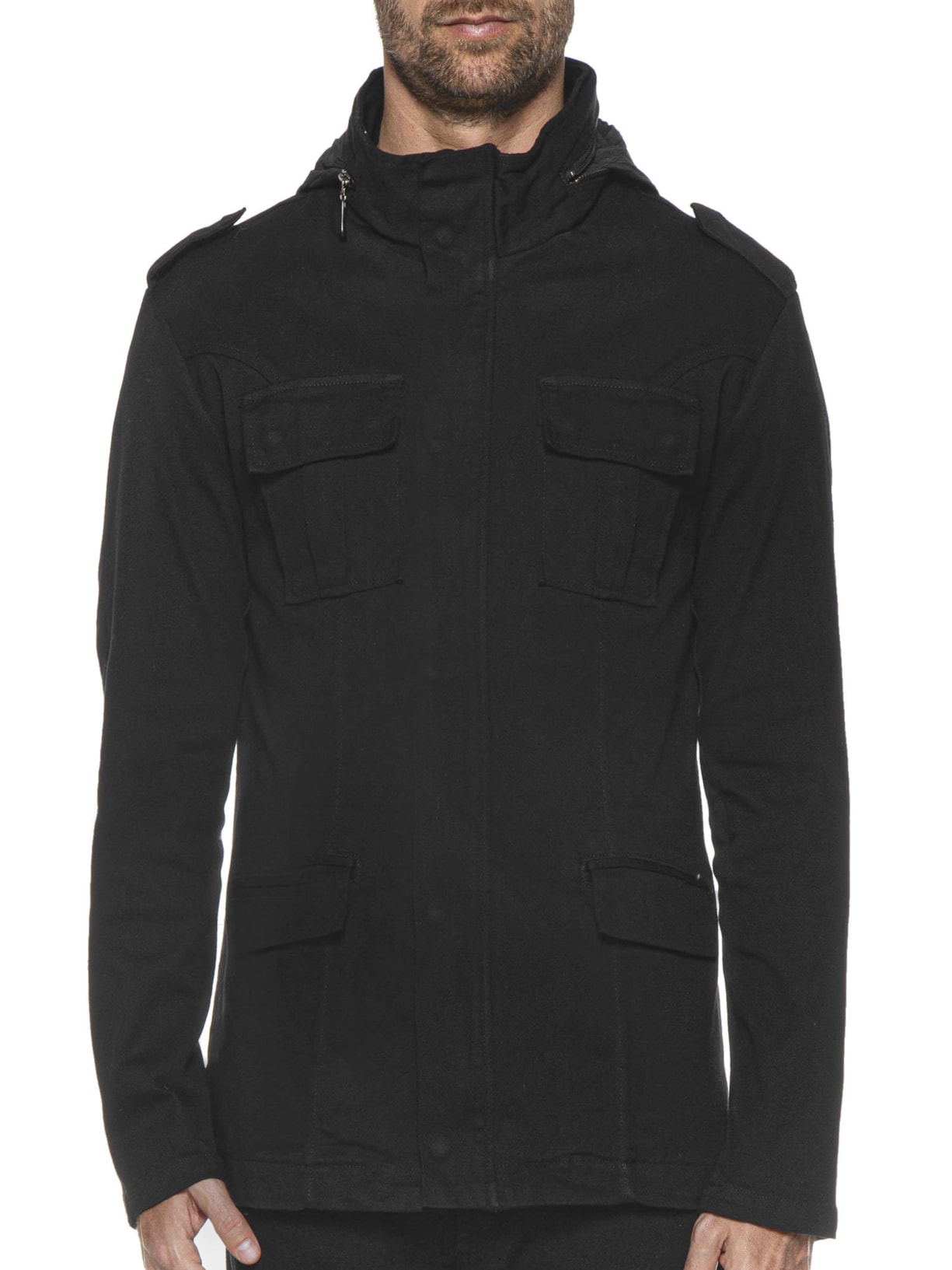 Jaqueta Parka Masculina Pockets Gola Alta Preto Osklen